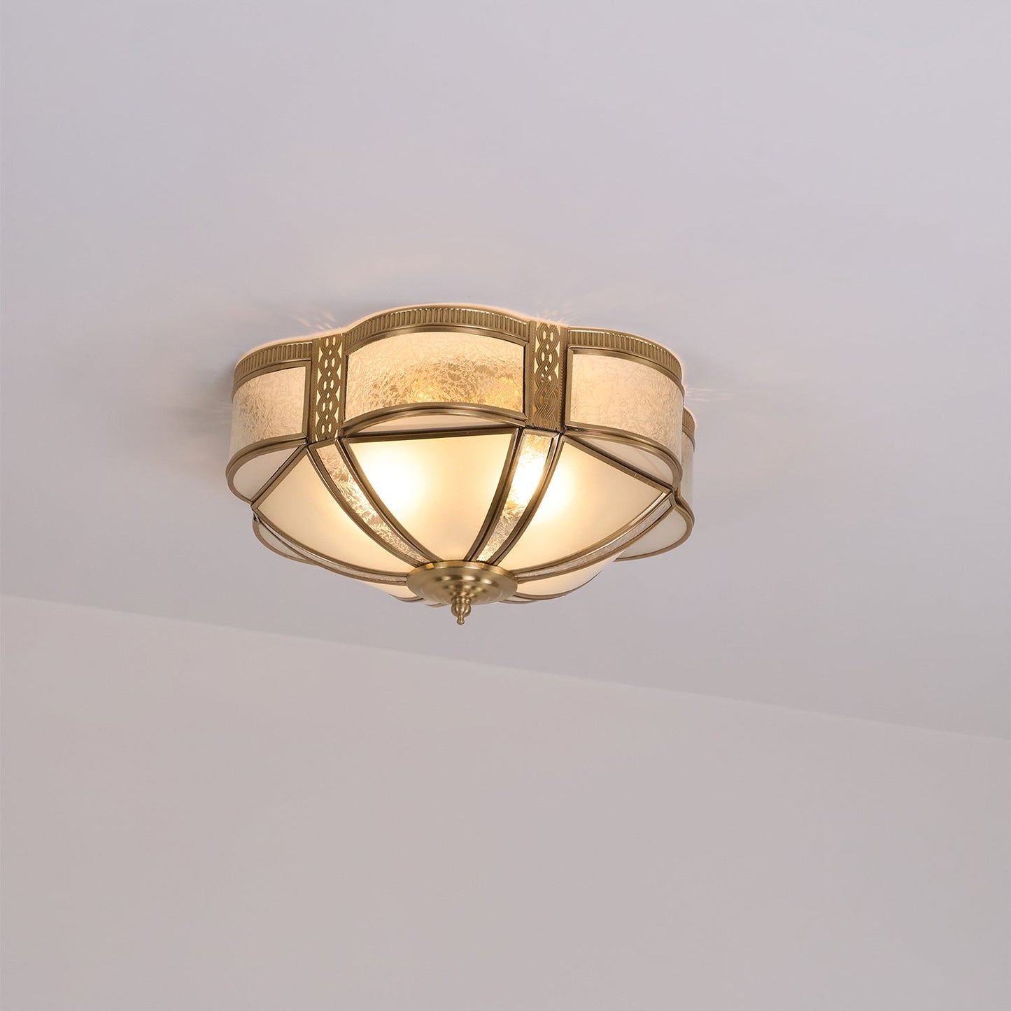 Floral Brass Ceiling Lamp | Brass & Glass | Vintage Design