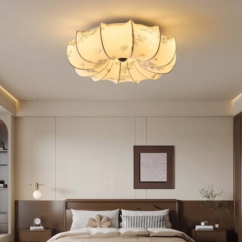 Floralis Ceiling Light | Fabric, Metal, Wood, Acrylic | Beige Shade