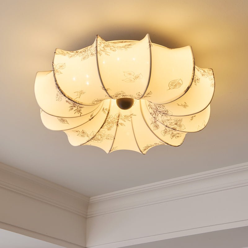 Floralis Ceiling Light | Fabric, Metal, Wood, Acrylic | Beige Shade