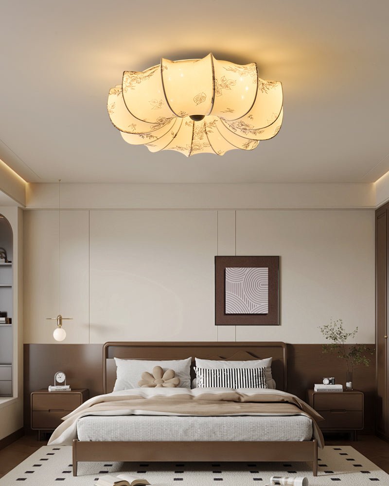 Floralis Ceiling Light | Fabric, Metal, Wood, Acrylic | Beige Shade