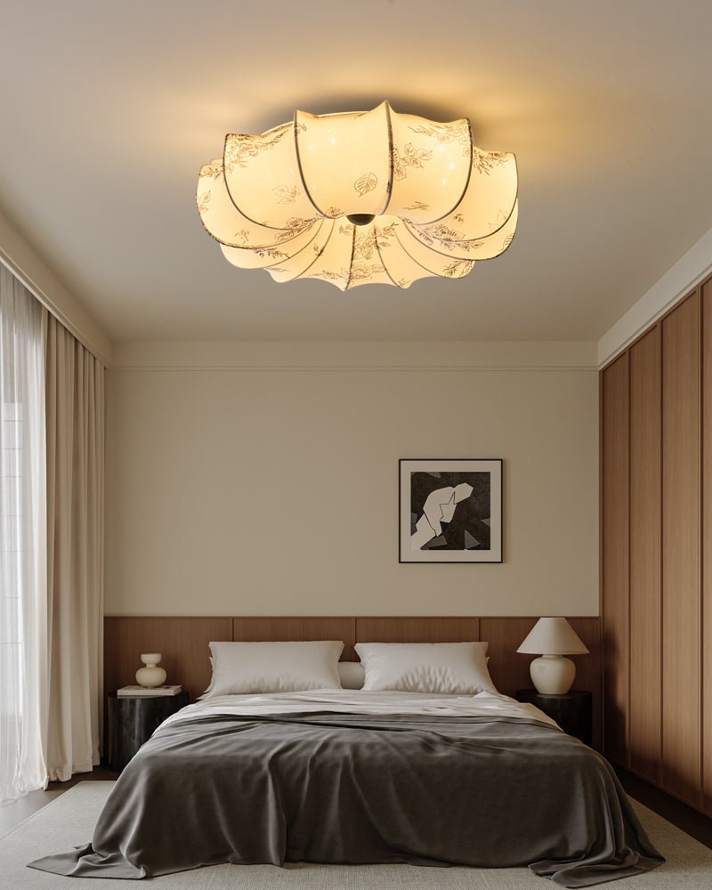 Floralis Ceiling Light | Fabric, Metal, Wood, Acrylic | Beige Shade