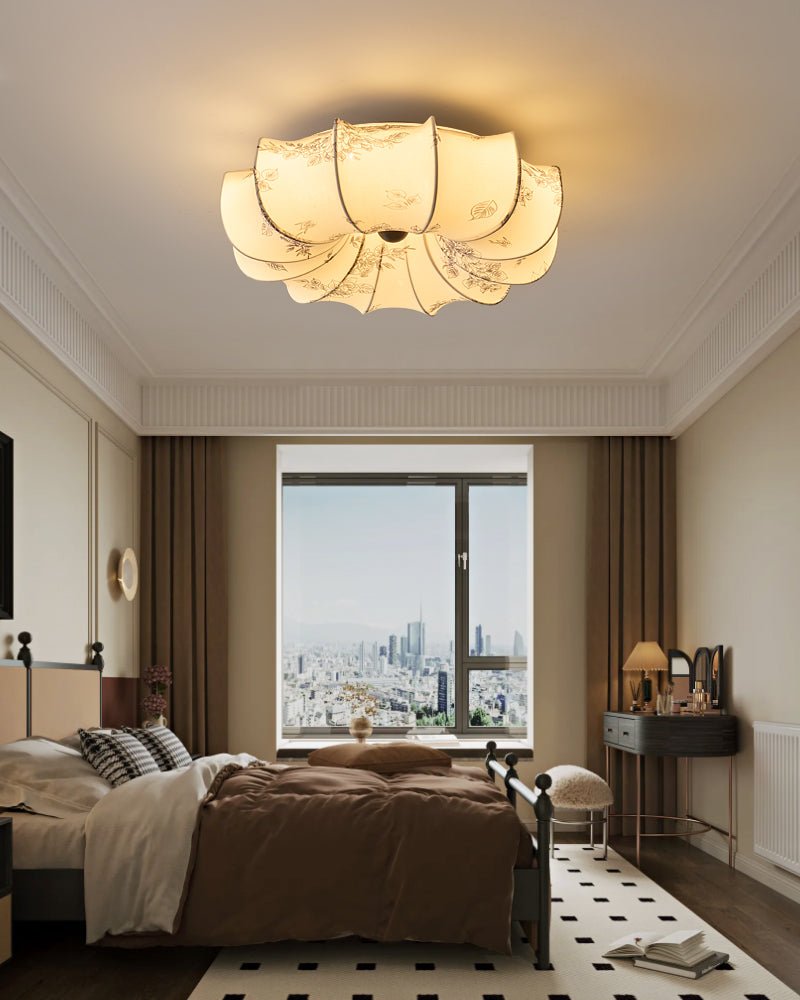 Floralis Ceiling Light | Fabric, Metal, Wood, Acrylic | Beige Shade