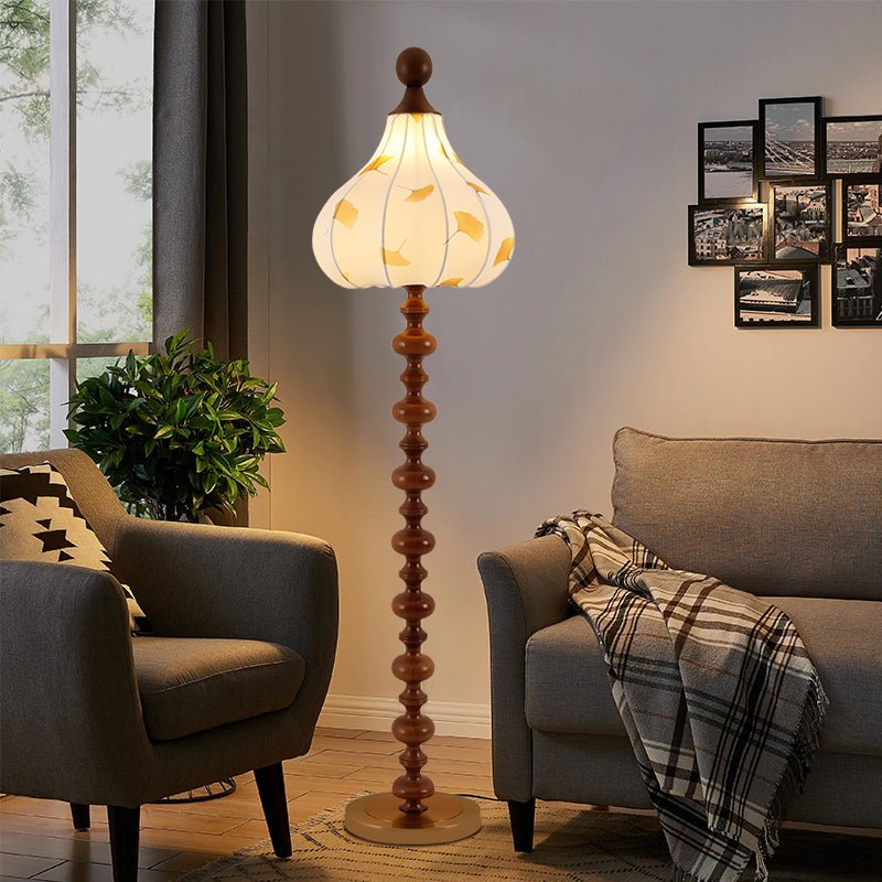 Florence Floor Lamp | Wood & Metal | Walnut & Gold Finish