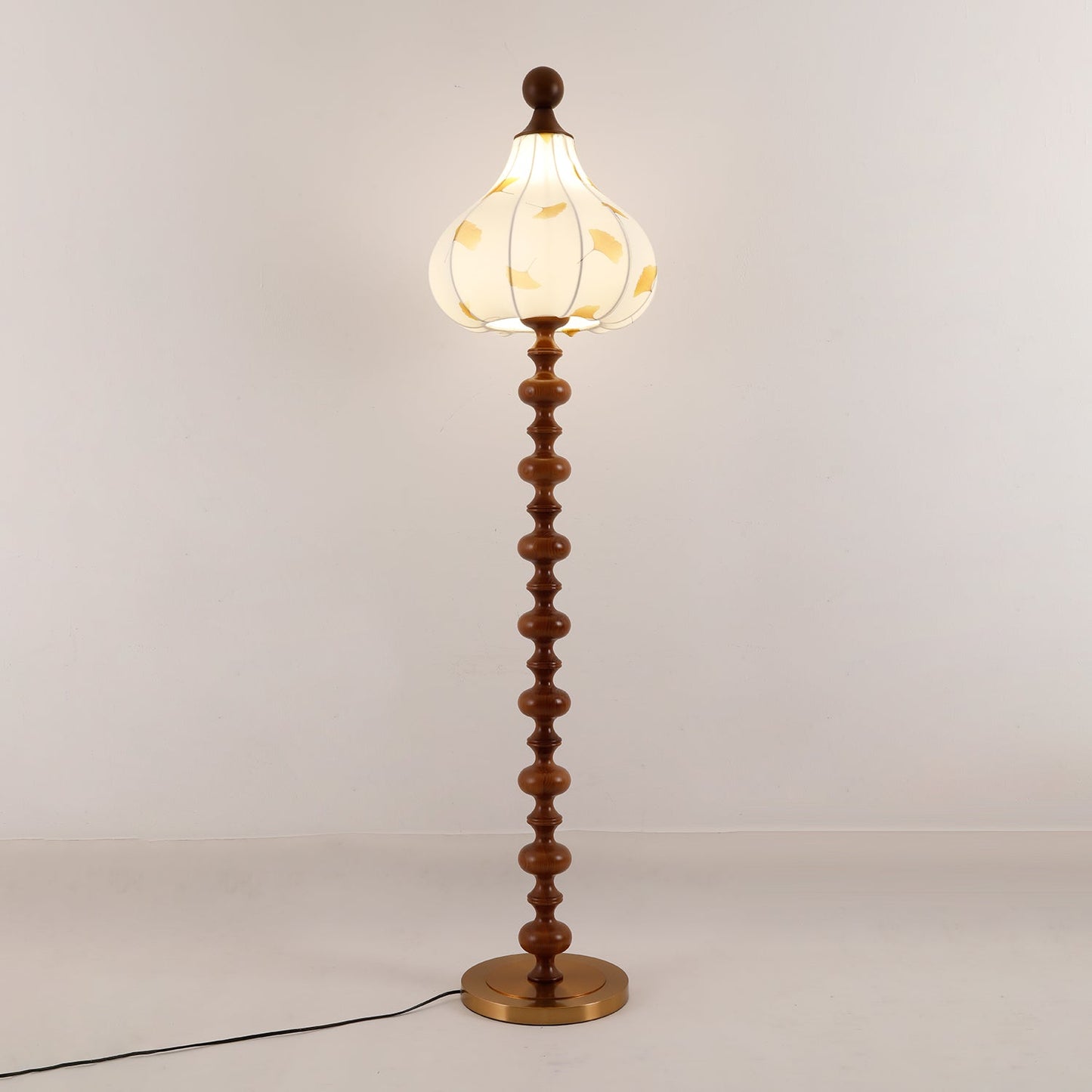 Florence Floor Lamp | Wood & Metal | Walnut & Gold Finish