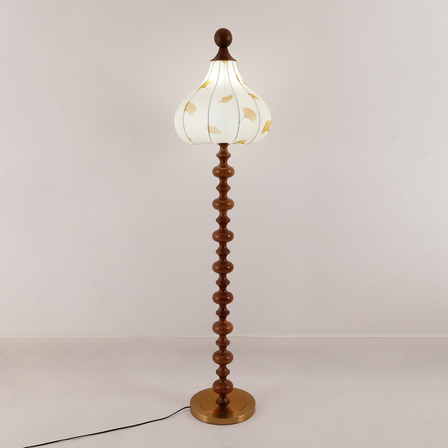 Florence Floor Lamp | Wood & Metal | Walnut & Gold Finish