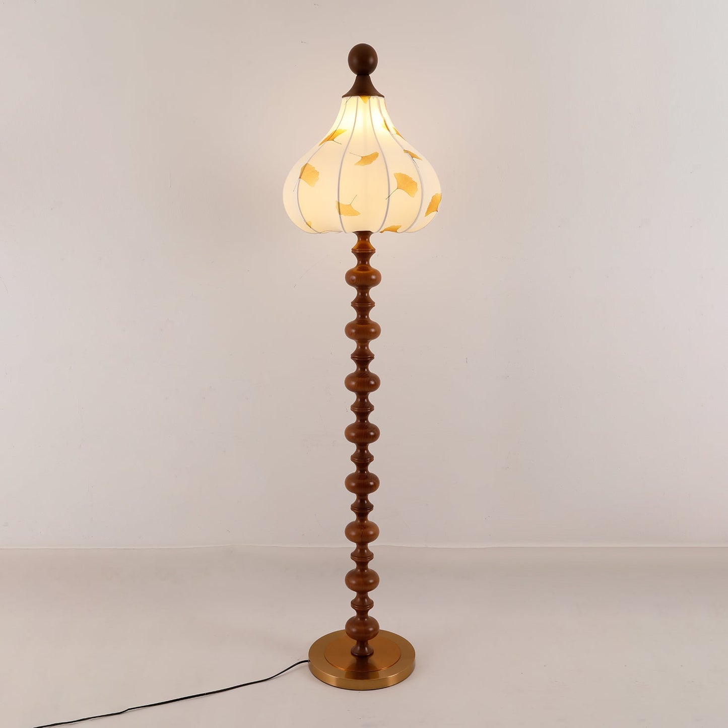 Florence Floor Lamp | Wood & Metal | Walnut & Gold Finish
