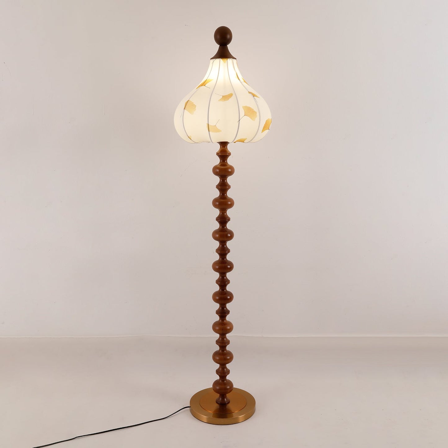 Florence Floor Lamp | Wood & Metal | Walnut & Gold Finish