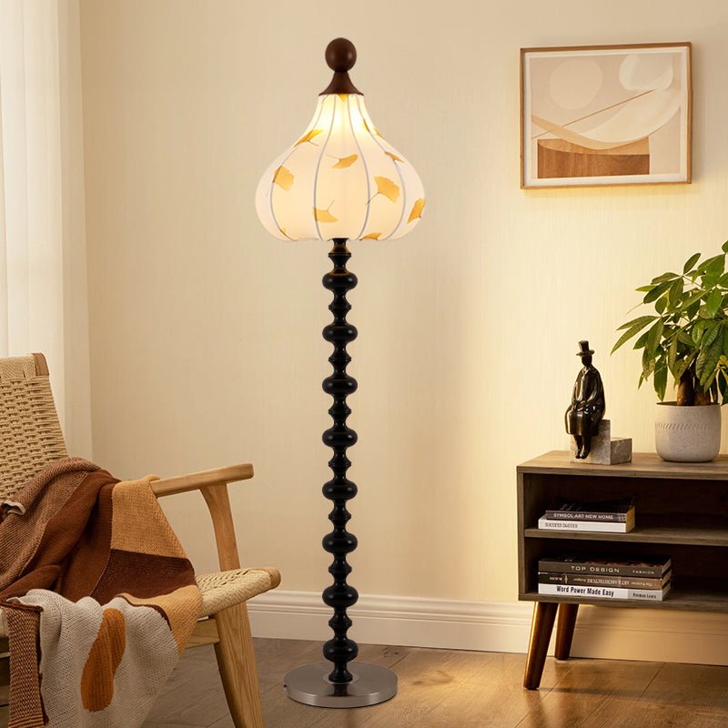 Florence Floor Lamp | Wood & Metal | Walnut & Gold Finish