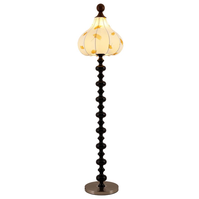 Florence Floor Lamp | Wood & Metal | Walnut & Gold Finish