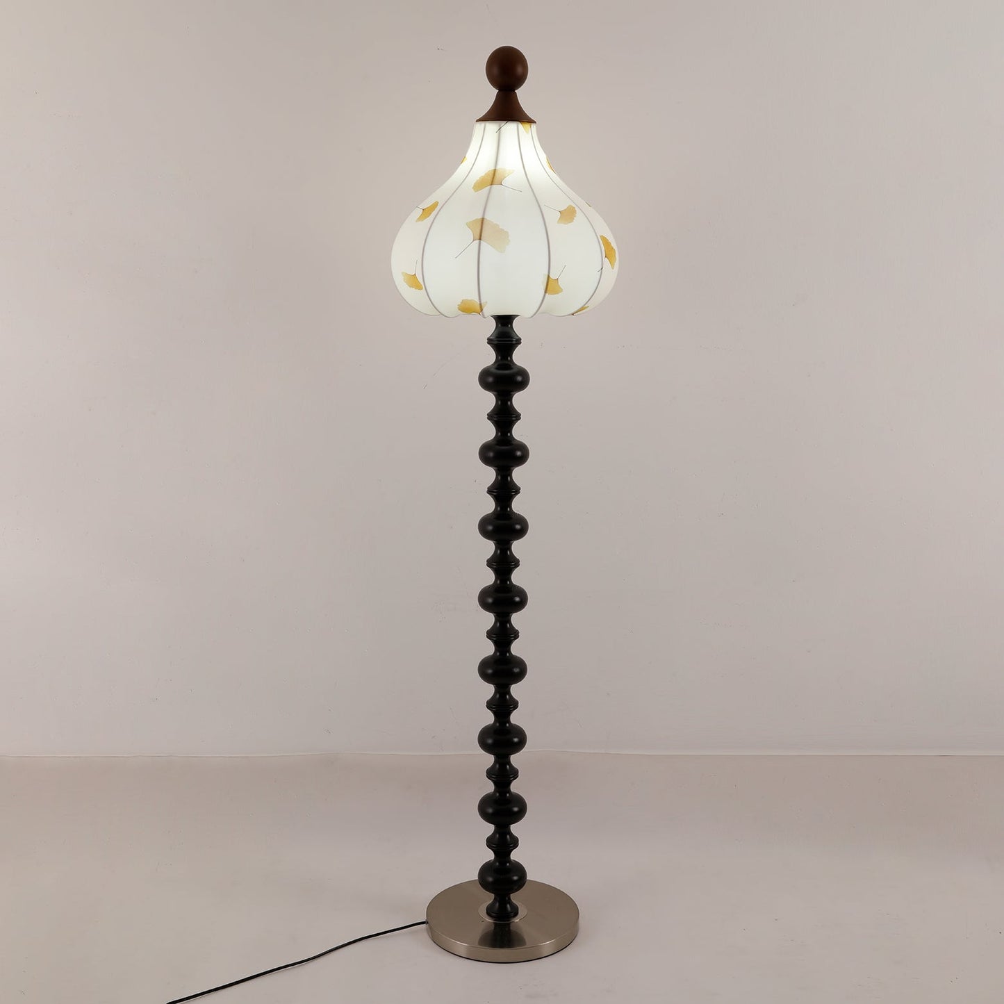 Florence Floor Lamp | Wood & Metal | Walnut & Gold Finish
