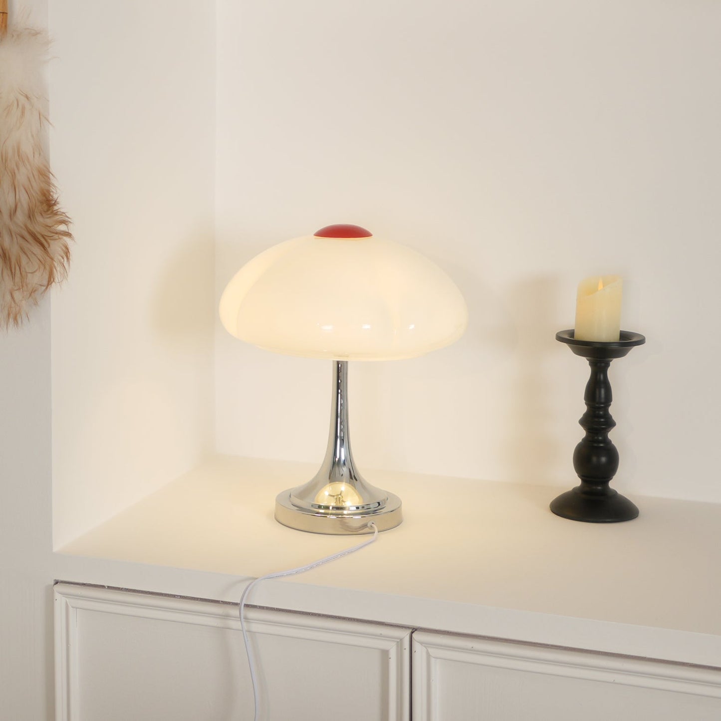 Flower Petal Table Lamp | Chrome Metal & Glass | 29cm Diameter