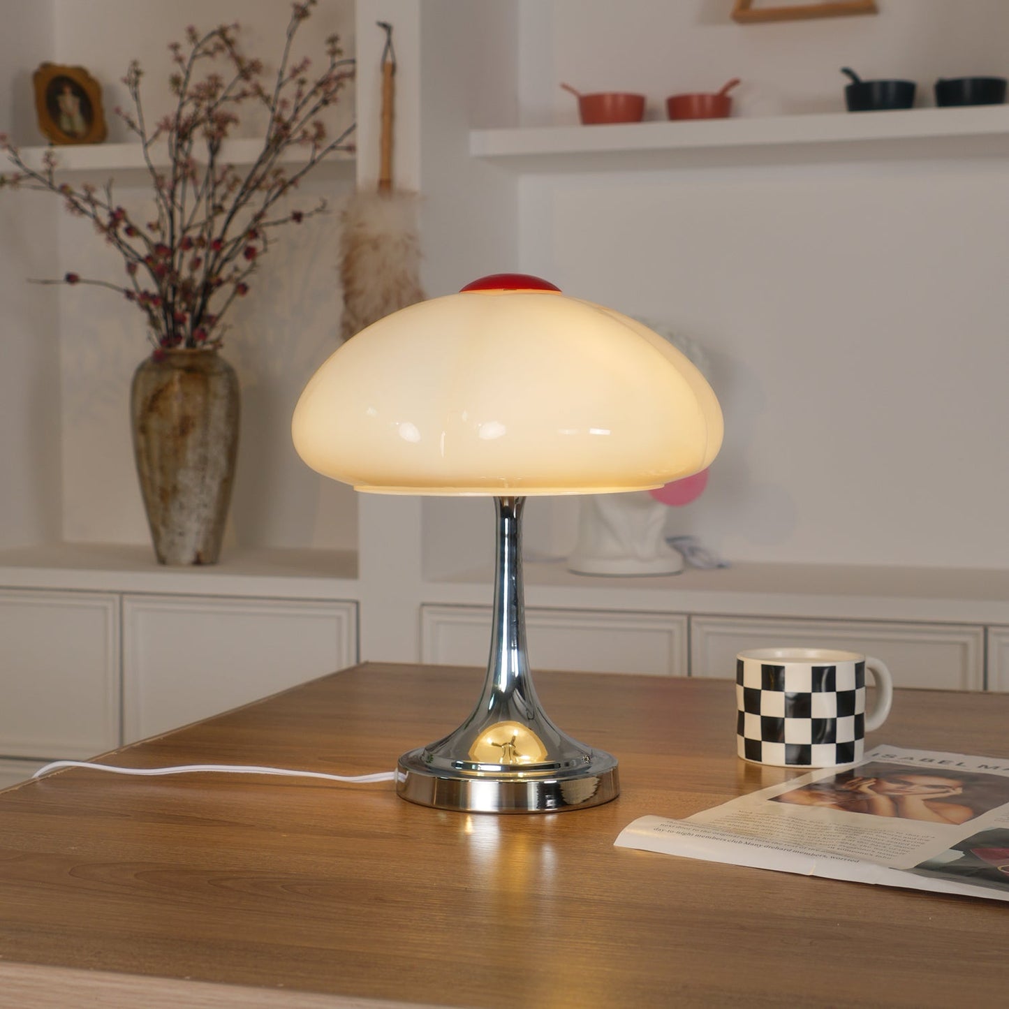 Flower Petal Table Lamp | Chrome Metal & Glass | 29cm Diameter