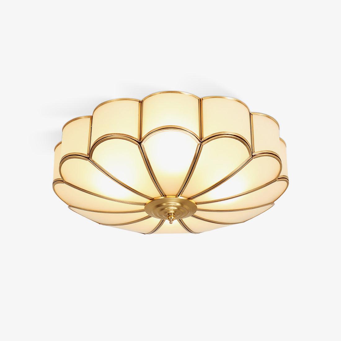 Flower Shape Ceiling Light | Frosted Glass & Brass | 3, 4, or 6 Heads