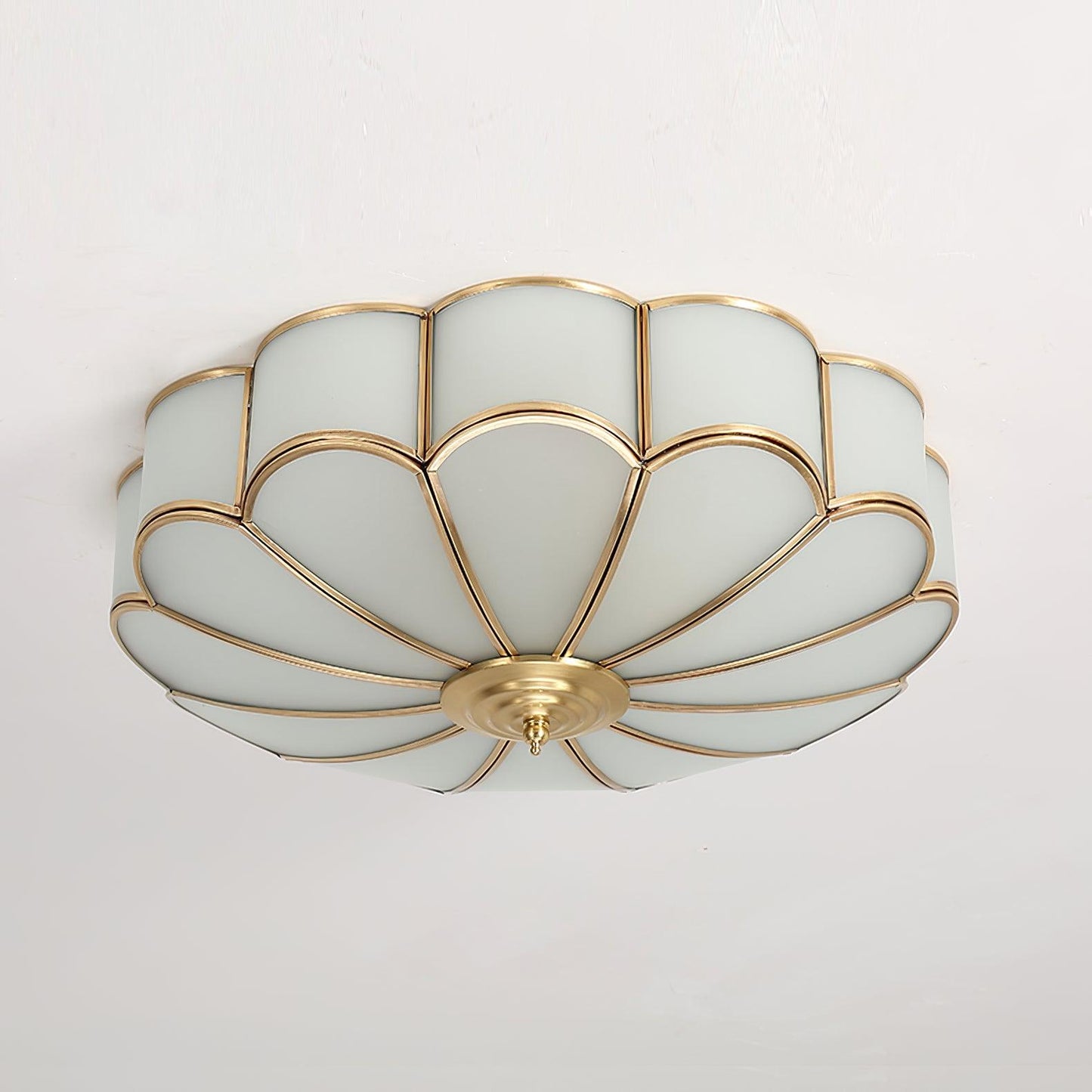 Flower Shape Ceiling Light | Frosted Glass & Brass | 3, 4, or 6 Heads
