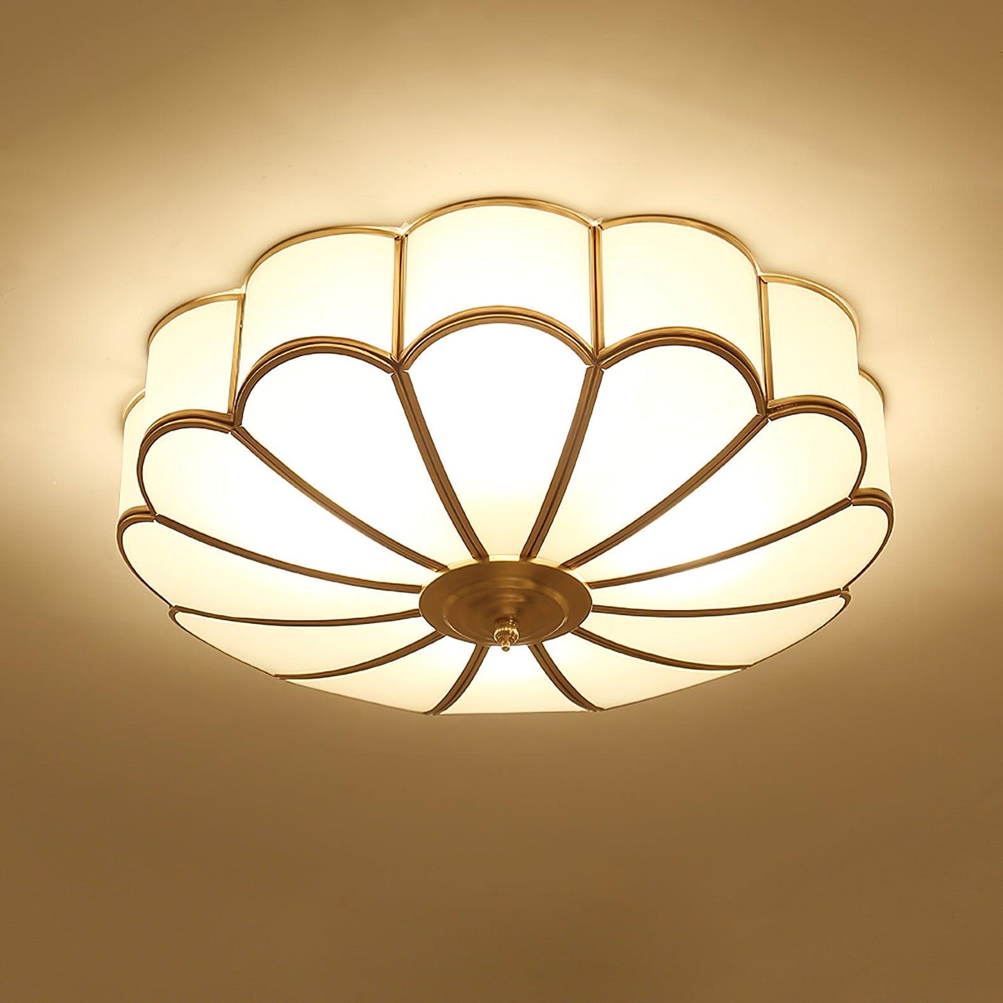 Flower Shape Ceiling Light | Frosted Glass & Brass | 3, 4, or 6 Heads