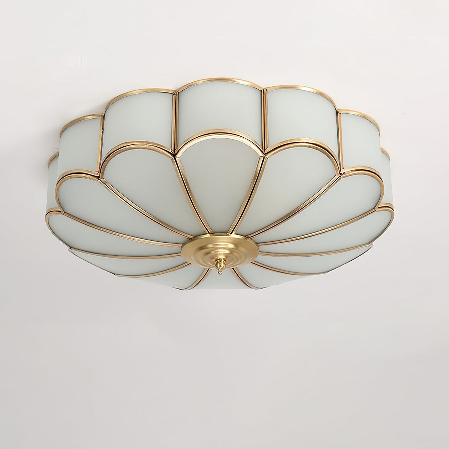 Flower Shape Ceiling Light | Frosted Glass & Brass | 3, 4, or 6 Heads
