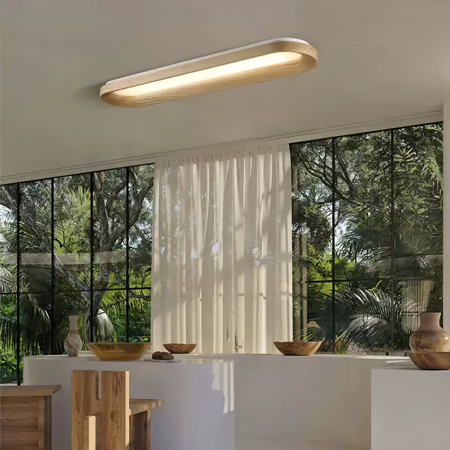 Flowing Cloud Ceiling Lamp | Wood, Metal, Acrylic | White Shade