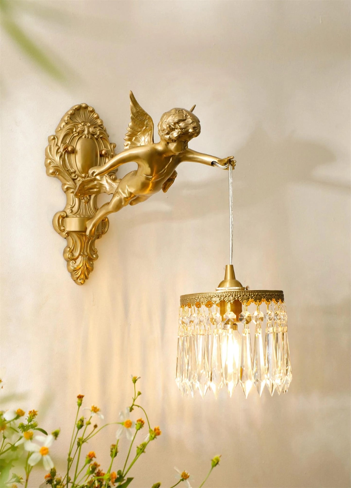 Flying Angel Wall Light | Baroque Design | Copper Finish