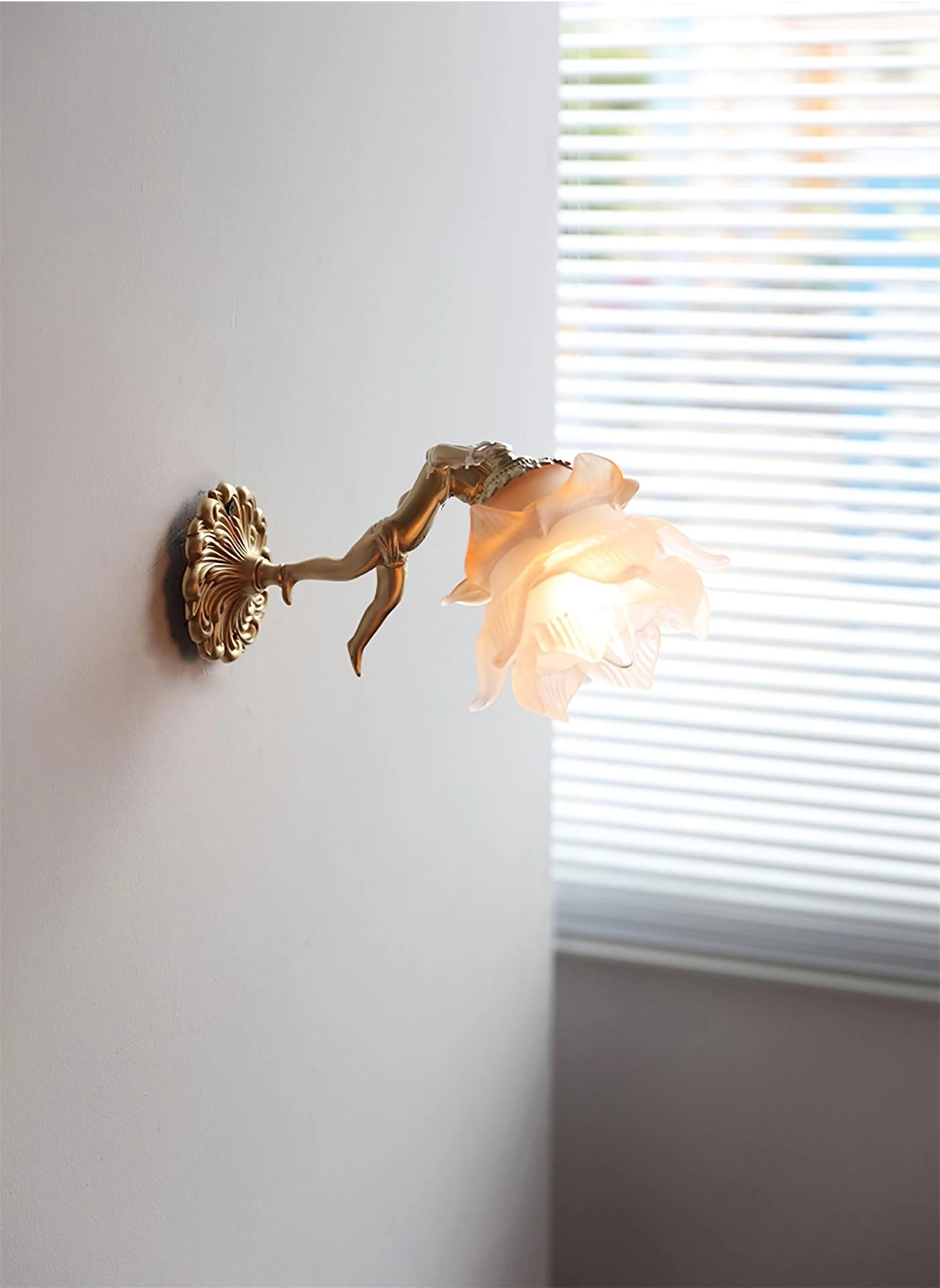 Flying Angel Wall Light | Baroque Design | Copper Finish