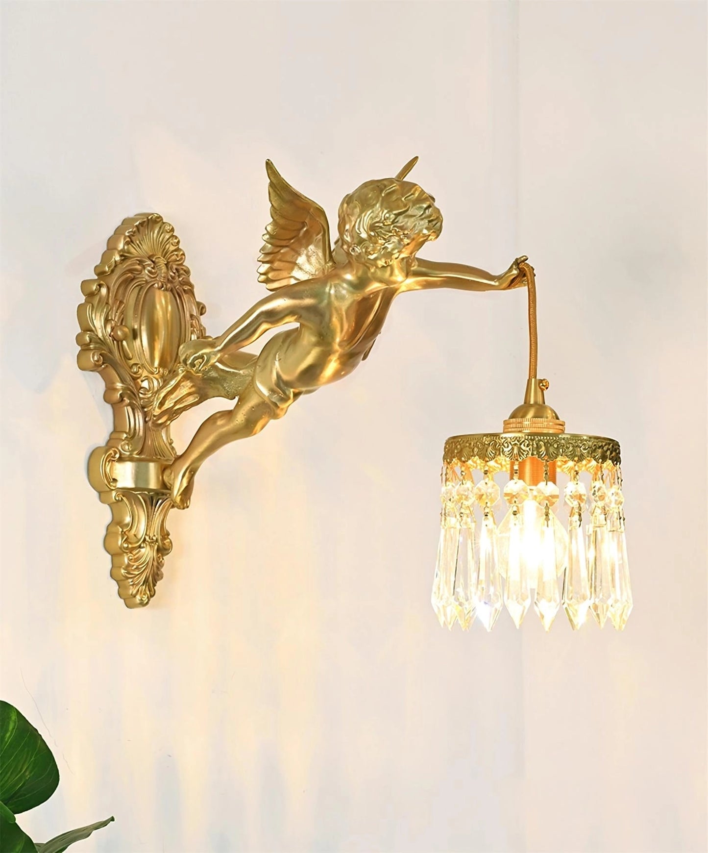 Flying Angel Wall Light | Baroque Design | Copper Finish