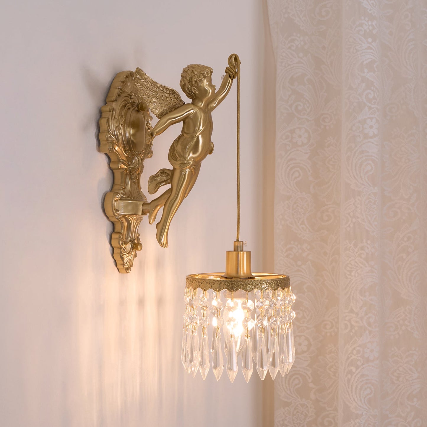 Flying Angel Wall Light | Baroque Design | Copper Finish