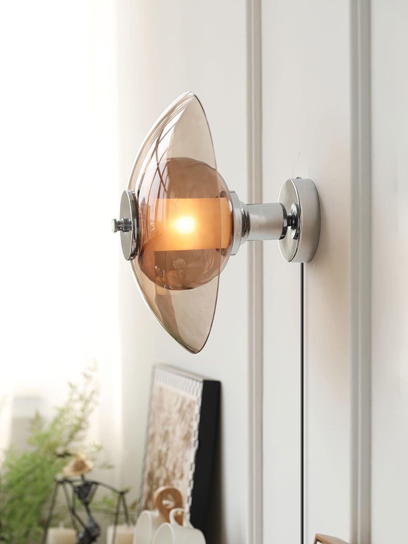 Flying Saucer Wall Light | Chrome Finish | Amber Shade