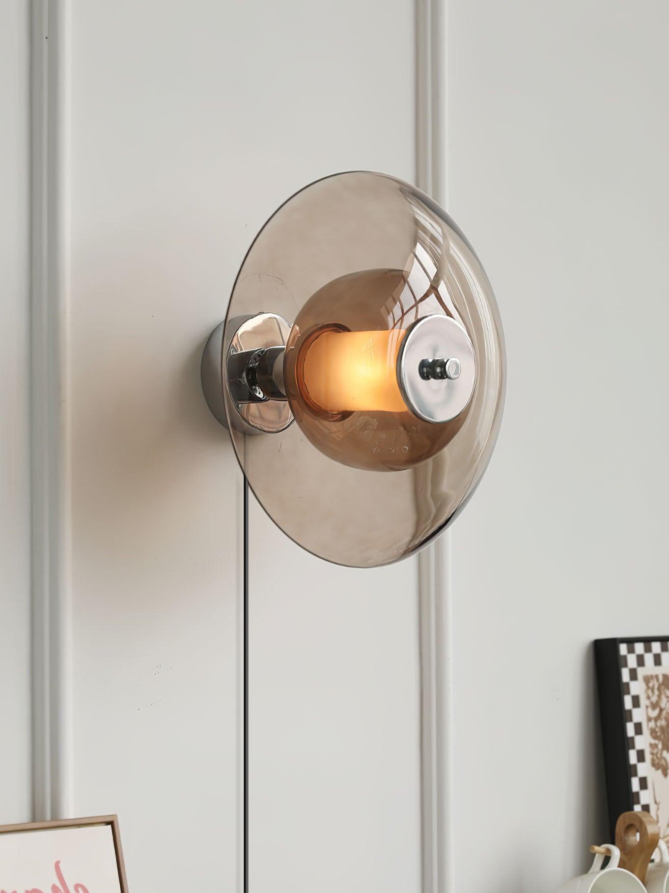 Flying Saucer Wall Light | Chrome Finish | Amber Shade