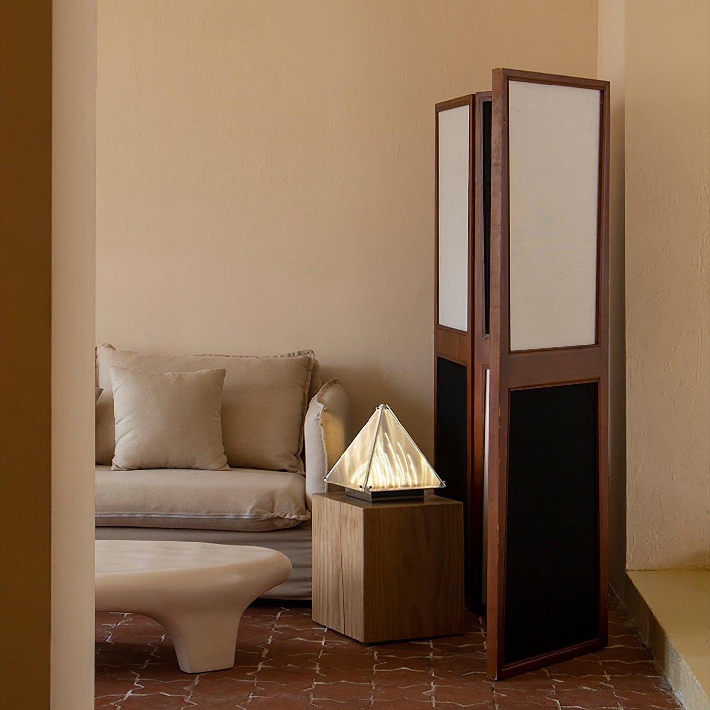 Fragment Table Lamp | Patterned Glass | Chrome