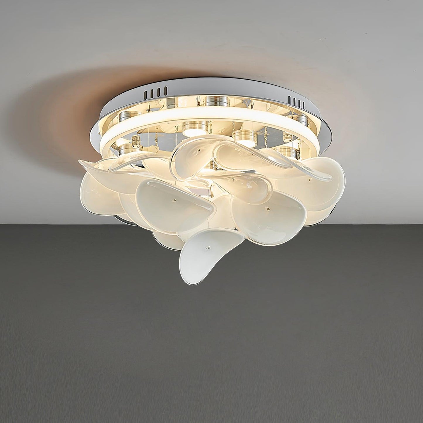French Ceiling Lamp | Aluminum & Glass | White