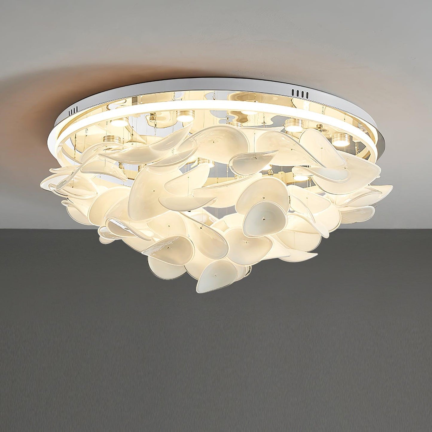 French Ceiling Lamp | Aluminum & Glass | White