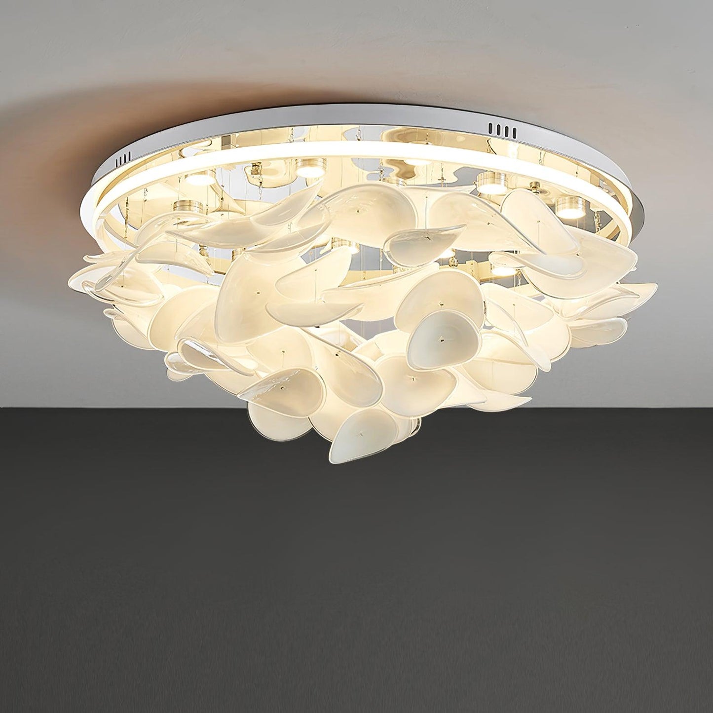 French Ceiling Lamp | Aluminum & Glass | White