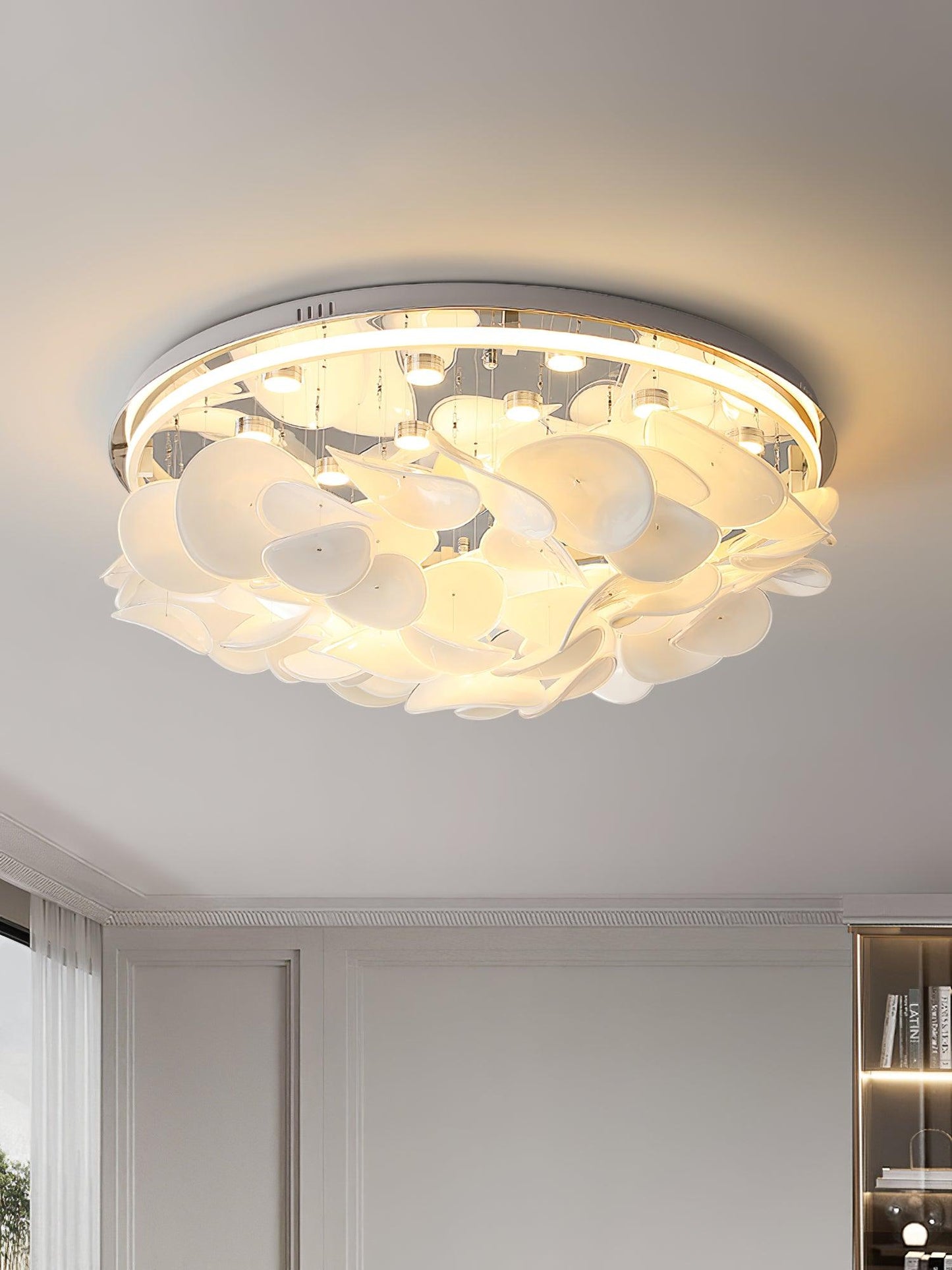 French Ceiling Lamp | Aluminum & Glass | White