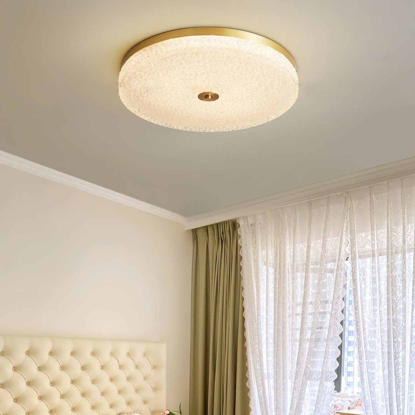 Frosted Dawn Ceiling Light | Brass, Acrylic, Metal | White