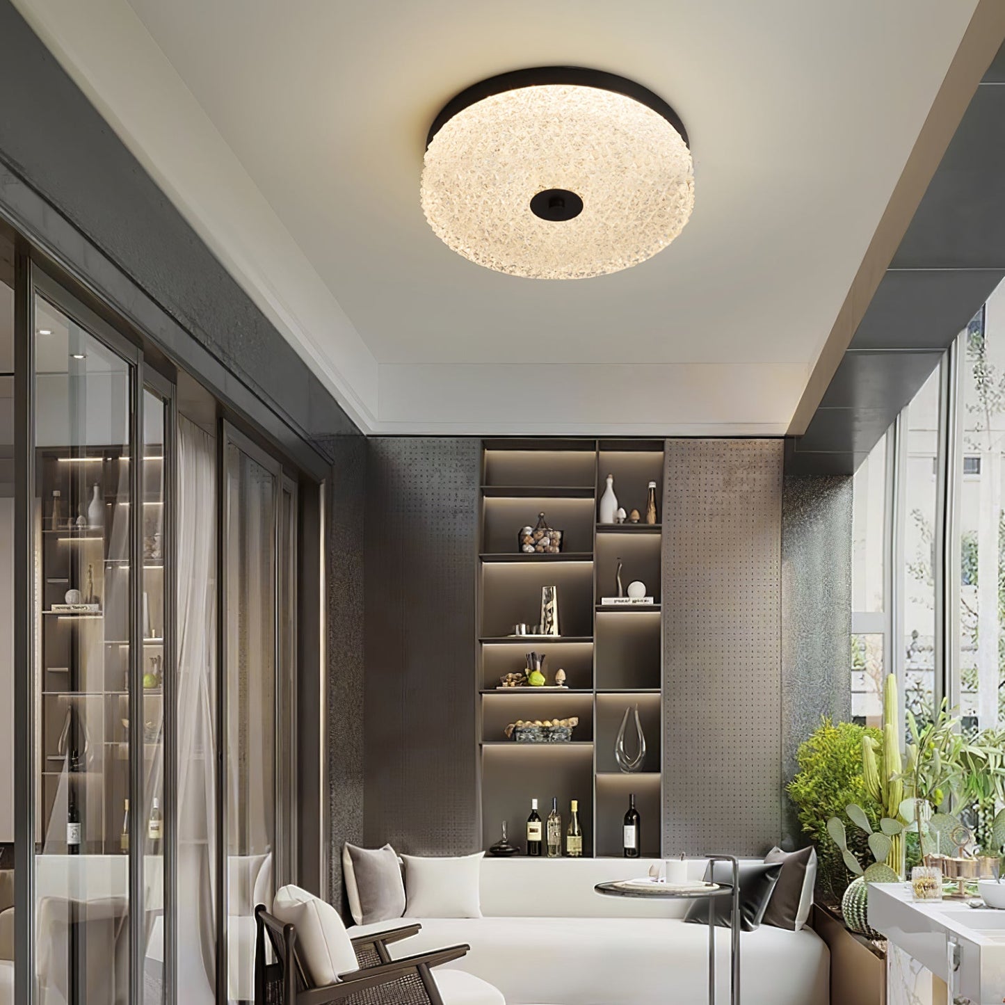 Frosted Dawn Ceiling Light | Brass, Acrylic, Metal | White