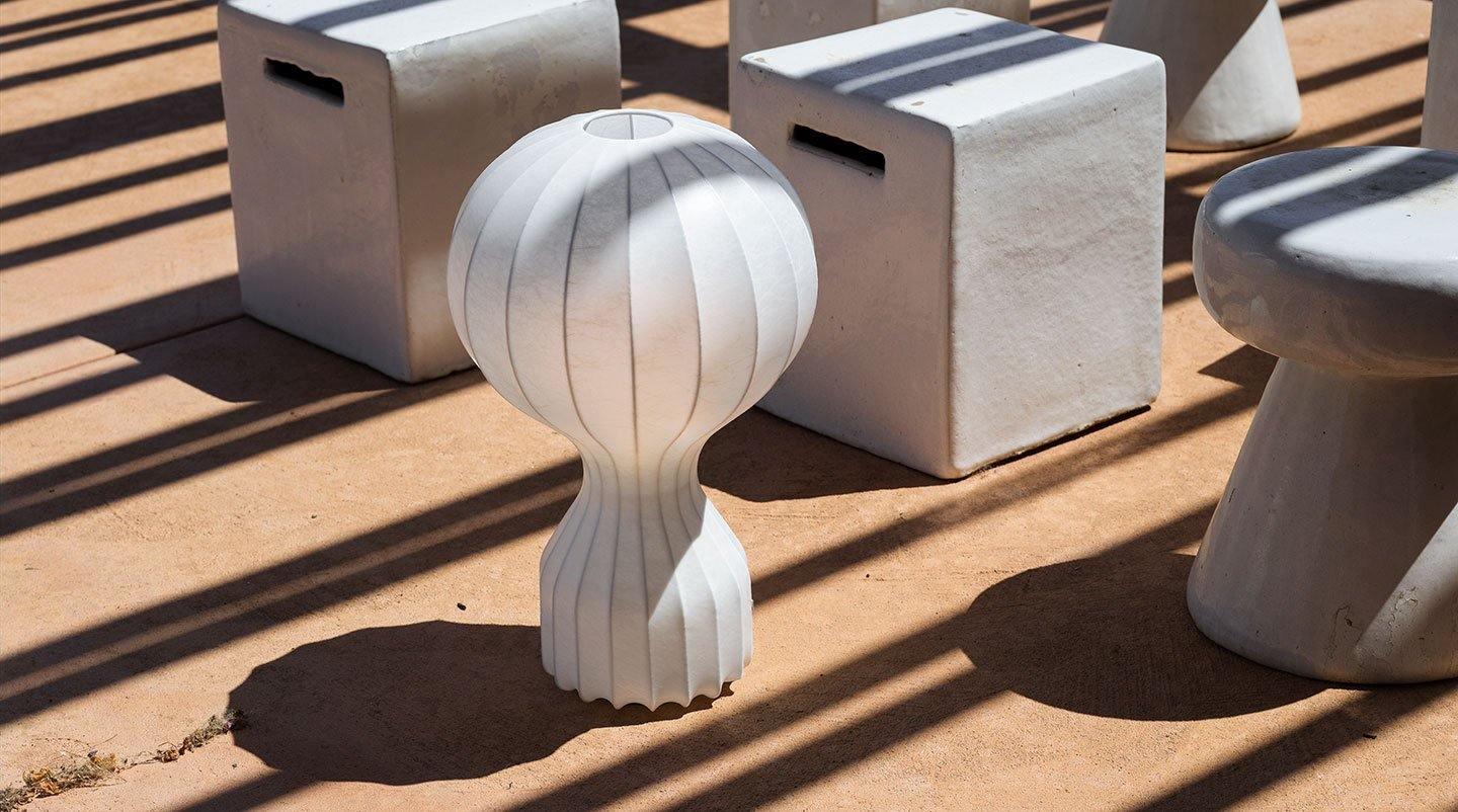 Hot Air Balloon Table Lamp | Steel & Cocoon Design | White Shade