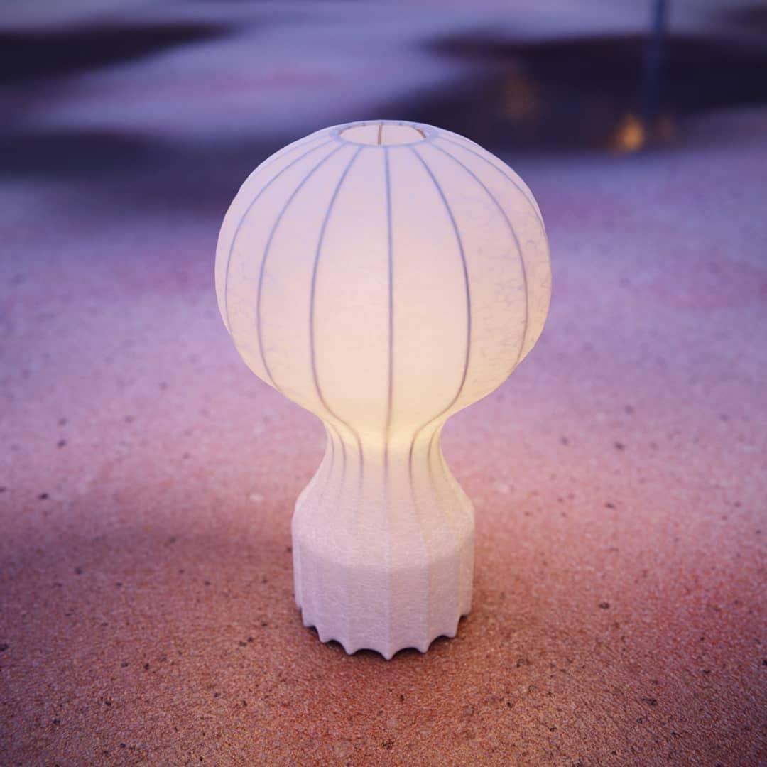 Hot Air Balloon Table Lamp | Steel & Cocoon Design | White Shade