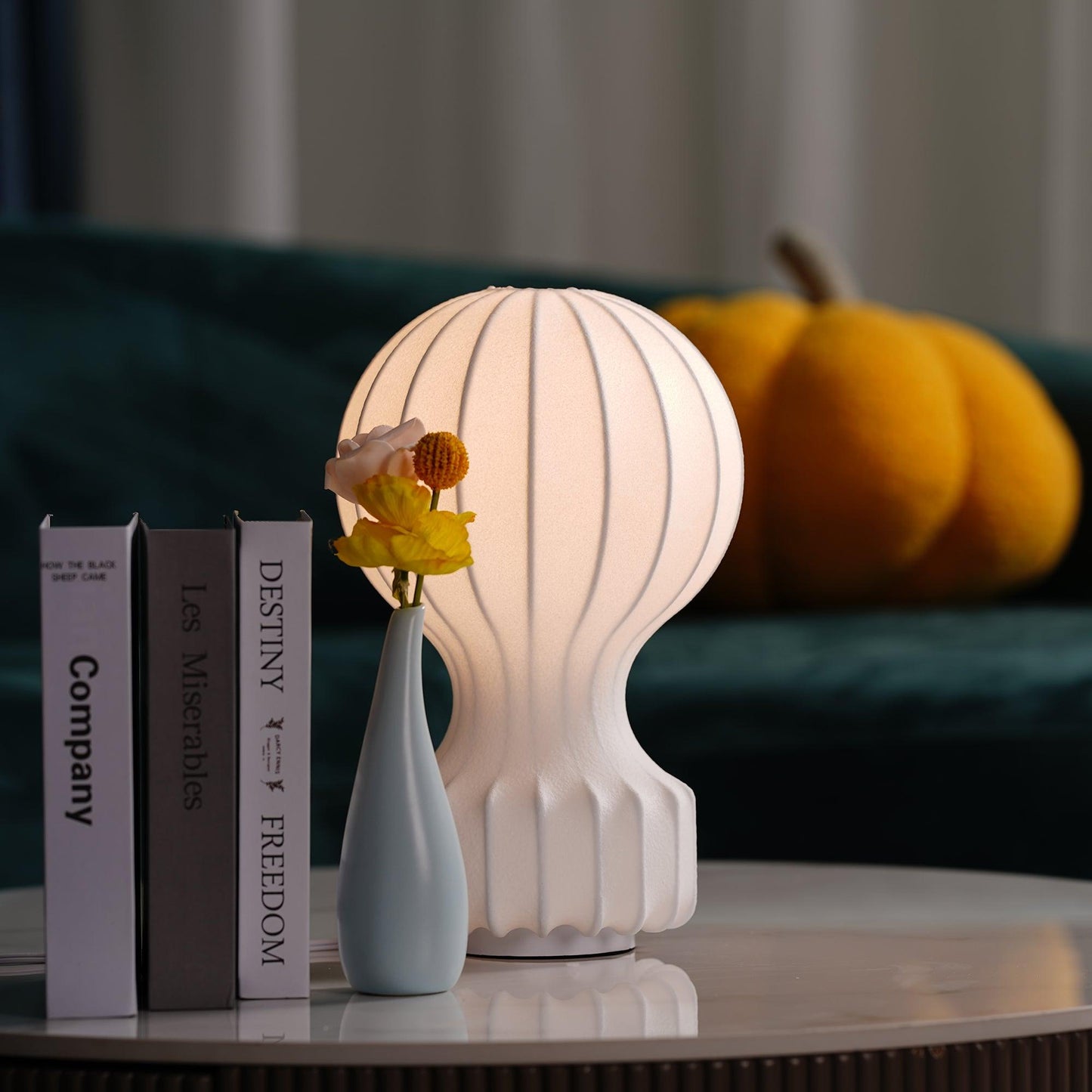 Hot Air Balloon Table Lamp | Steel & Cocoon Design | White Shade