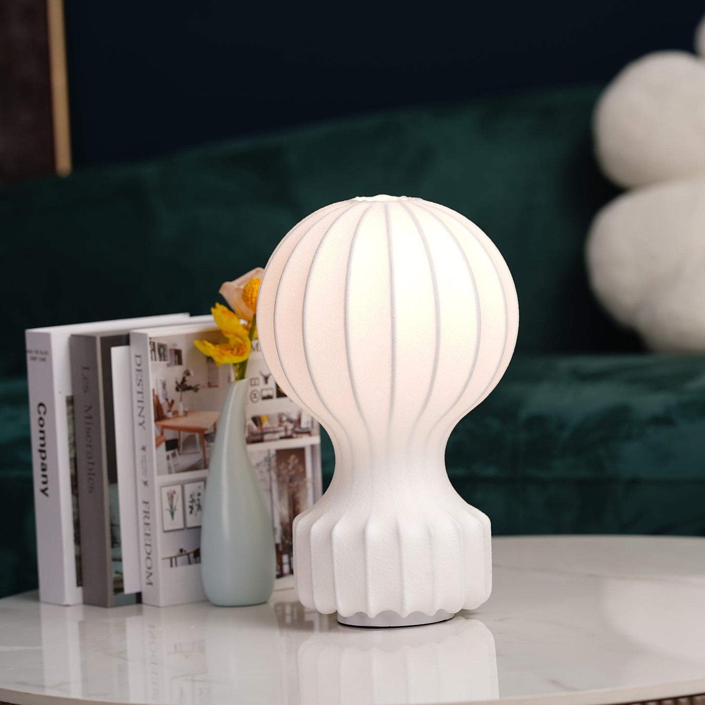 Hot Air Balloon Table Lamp | Steel & Cocoon Design | White Shade