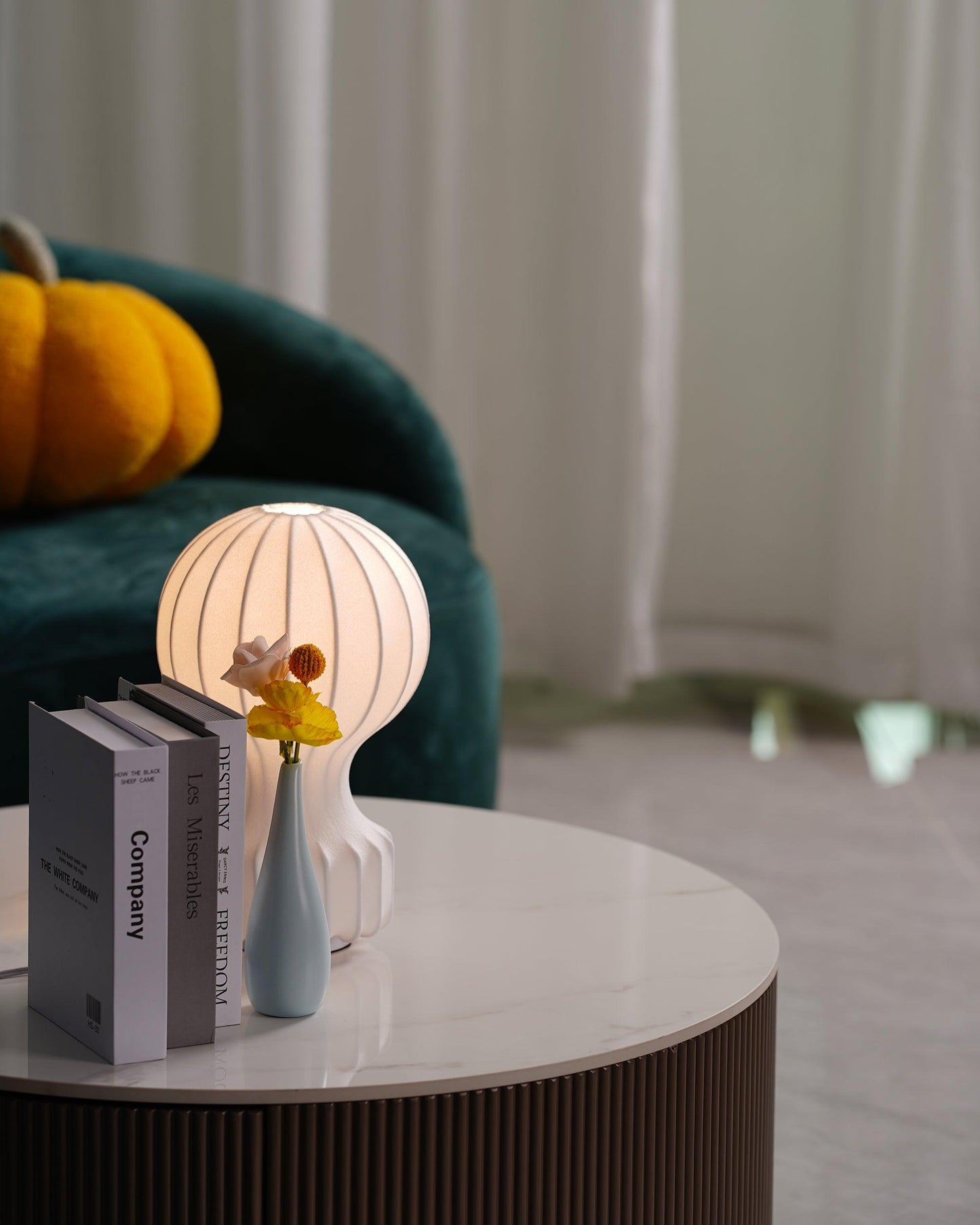 Hot Air Balloon Table Lamp | Steel & Cocoon Design | White Shade