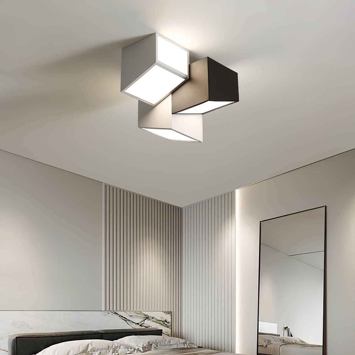 Geometric Ceiling Light | LED Dimming | White & Black