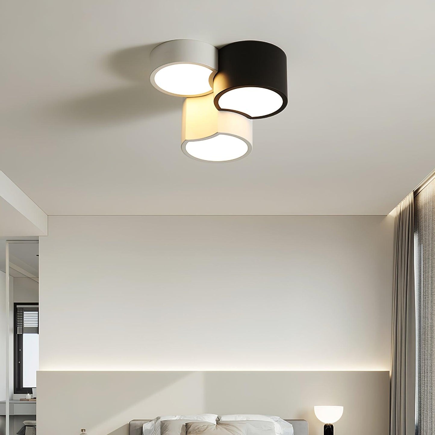 Geometric Ceiling Light | LED Dimming | White & Black