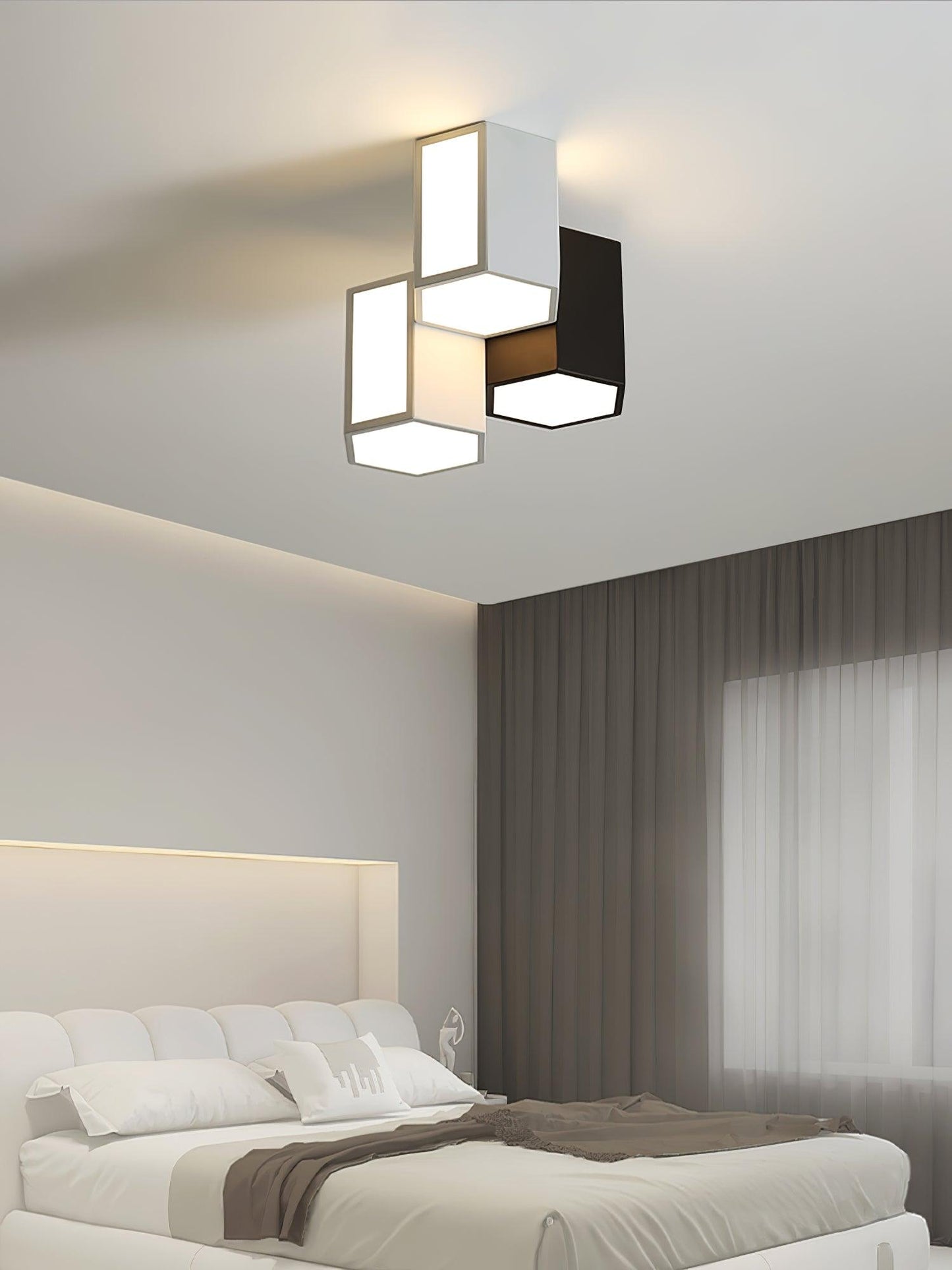 Geometric Ceiling Light | LED Dimming | White & Black