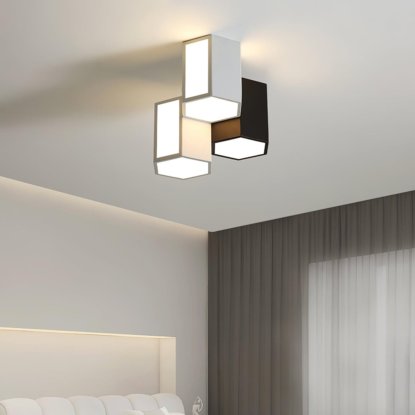 Geometric Ceiling Light | LED Dimming | White & Black