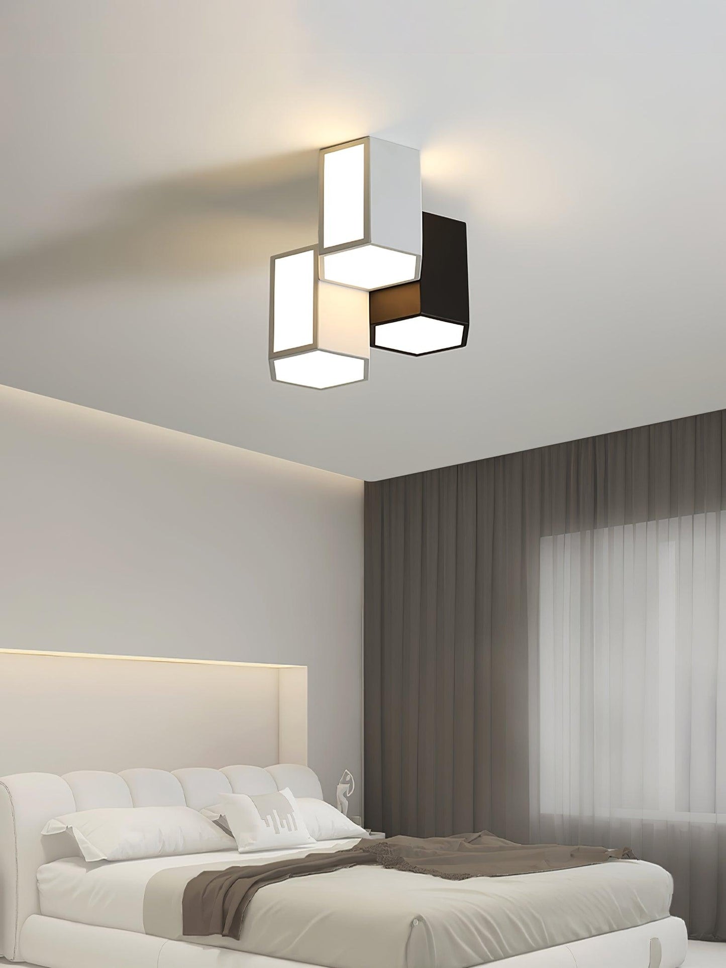Geometric Ceiling Light | LED Dimming | White & Black