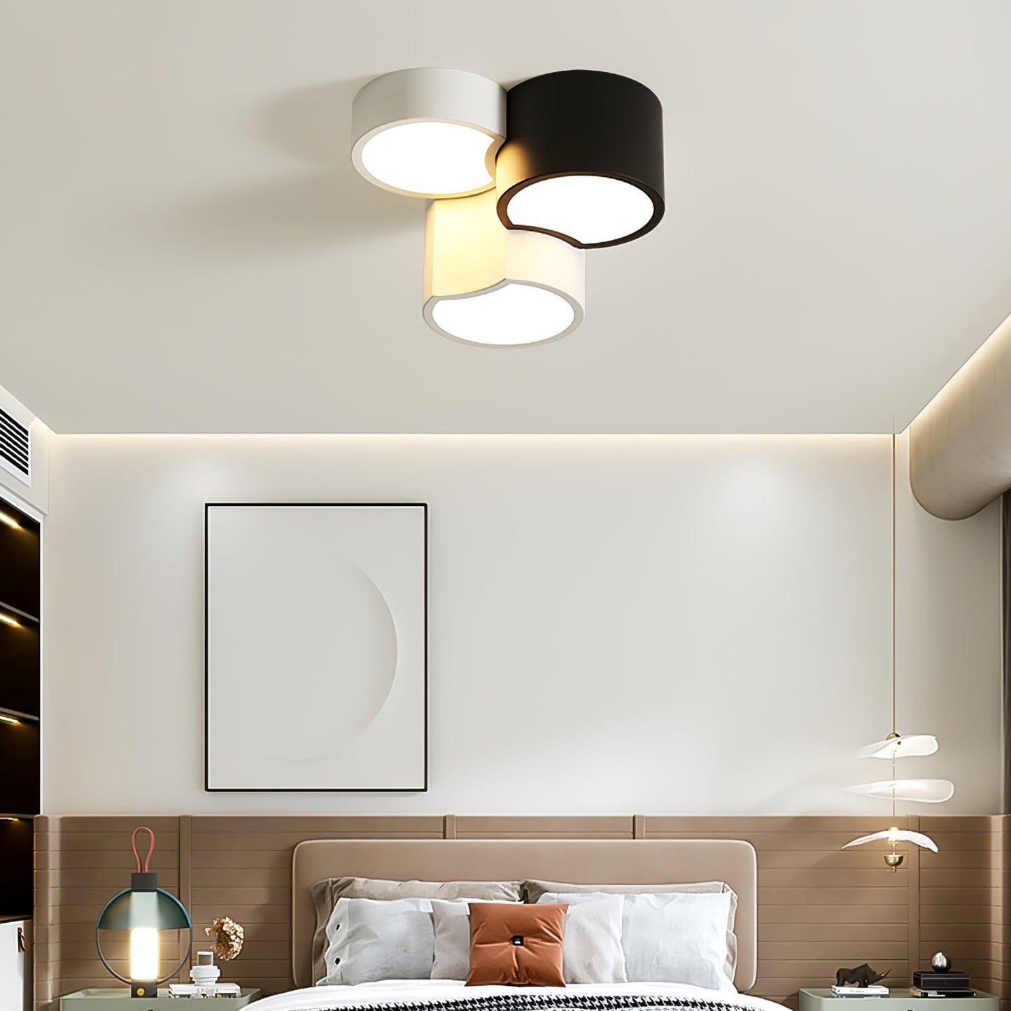 Geometric Ceiling Light | LED Dimming | White & Black