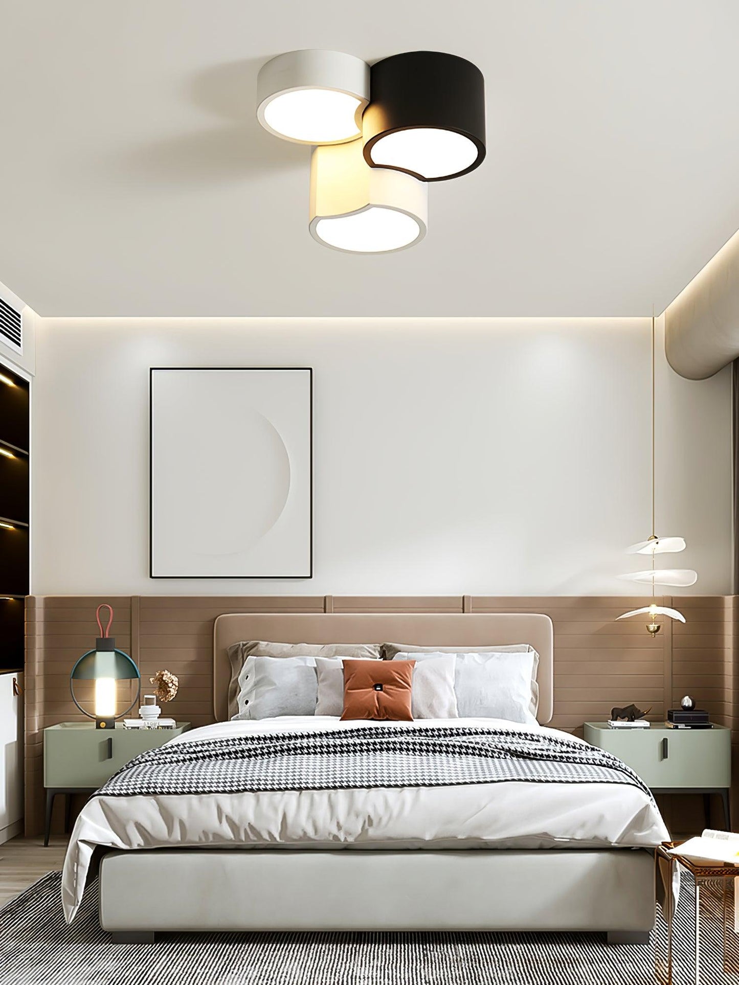 Geometric Ceiling Light | LED Dimming | White & Black