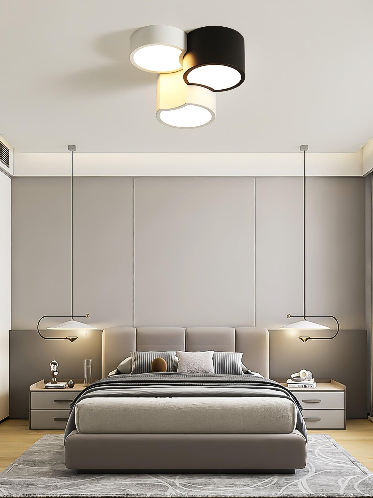 Geometric Ceiling Light | LED Dimming | White & Black