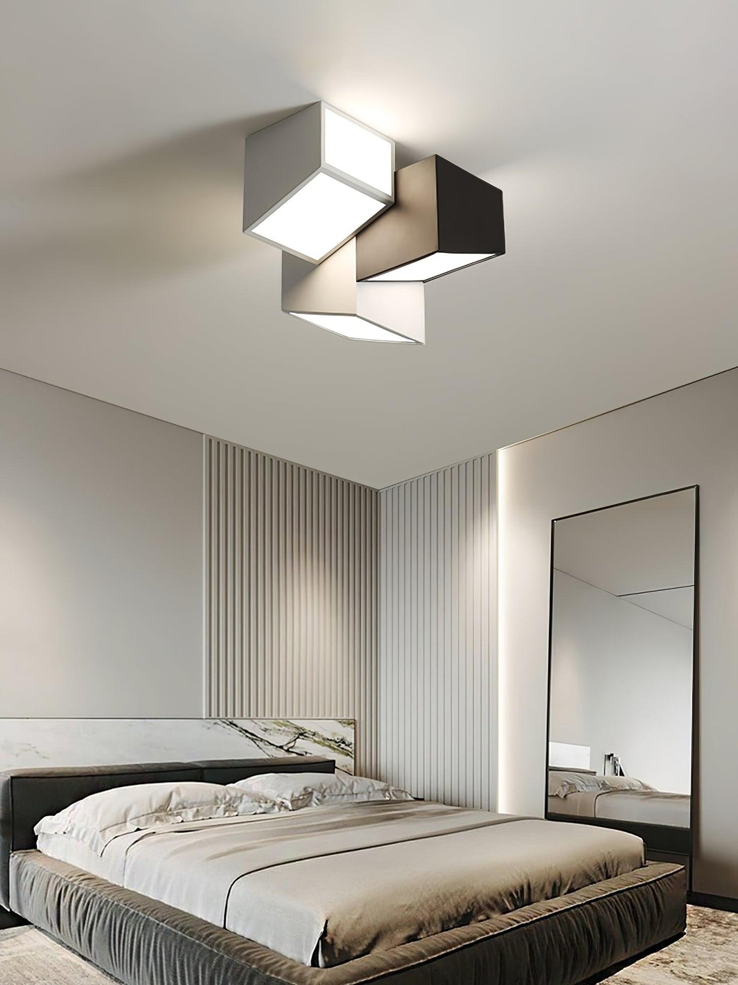 Geometric Ceiling Light | LED Dimming | White & Black