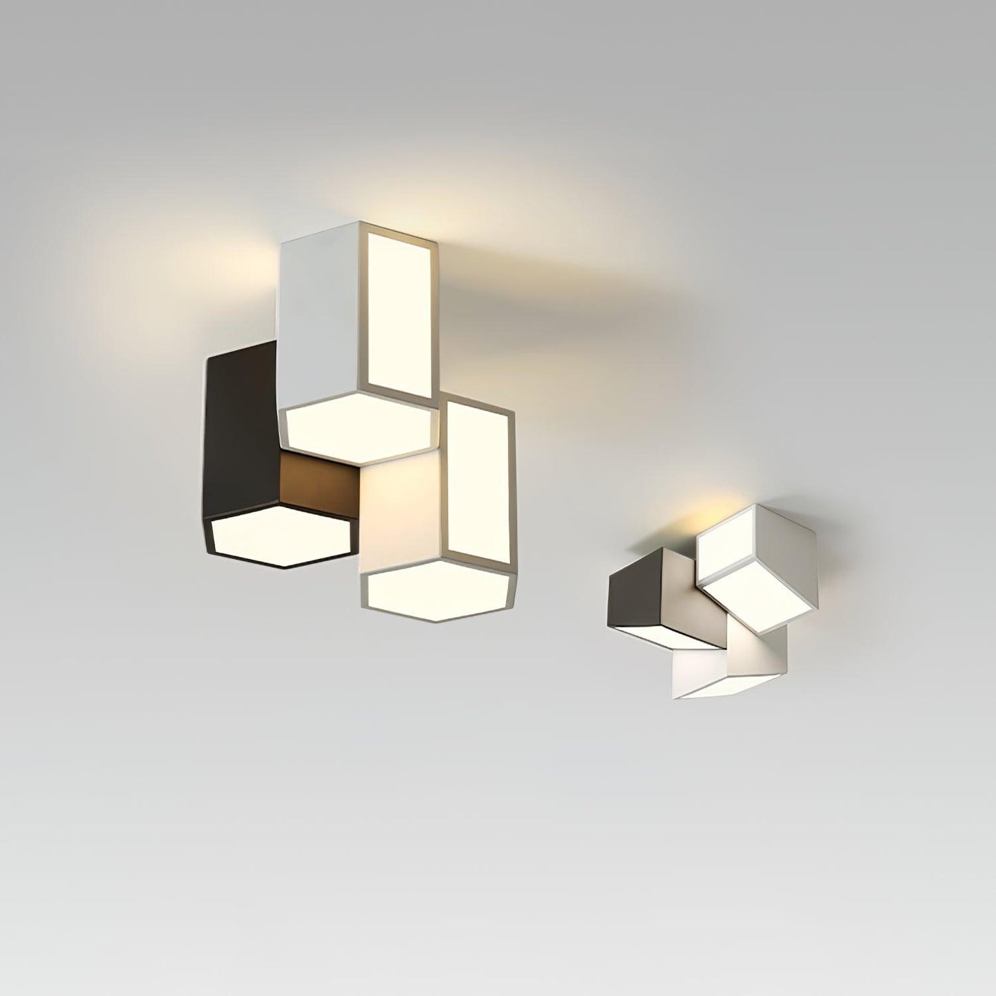 Geometric Ceiling Light | LED Dimming | White & Black