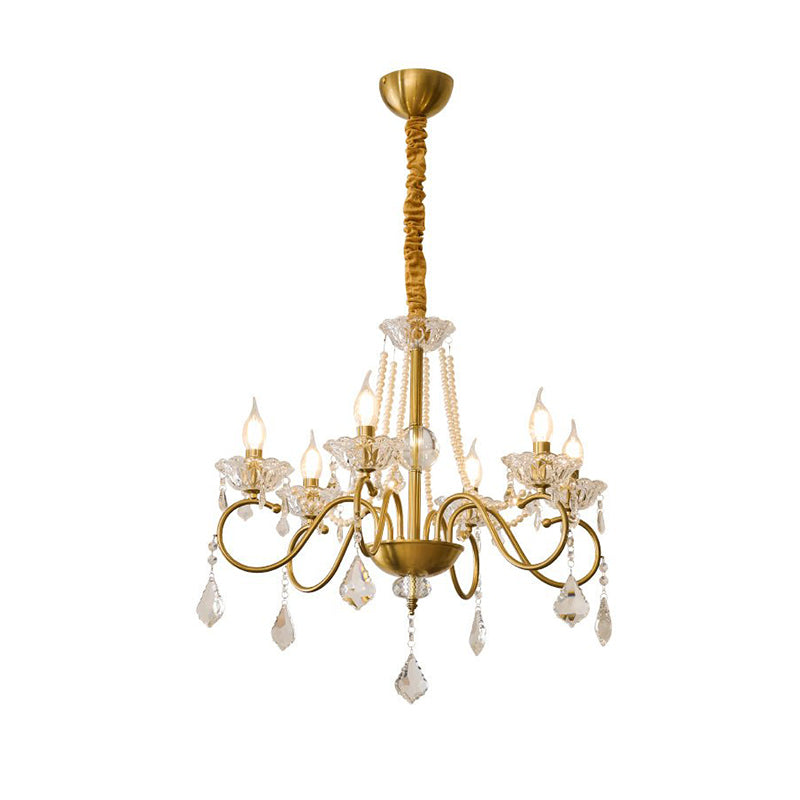 Gilbahar Crystal Chandelier | Premium Crystal & Metal | Gold Finish, 6 or 8 Lights